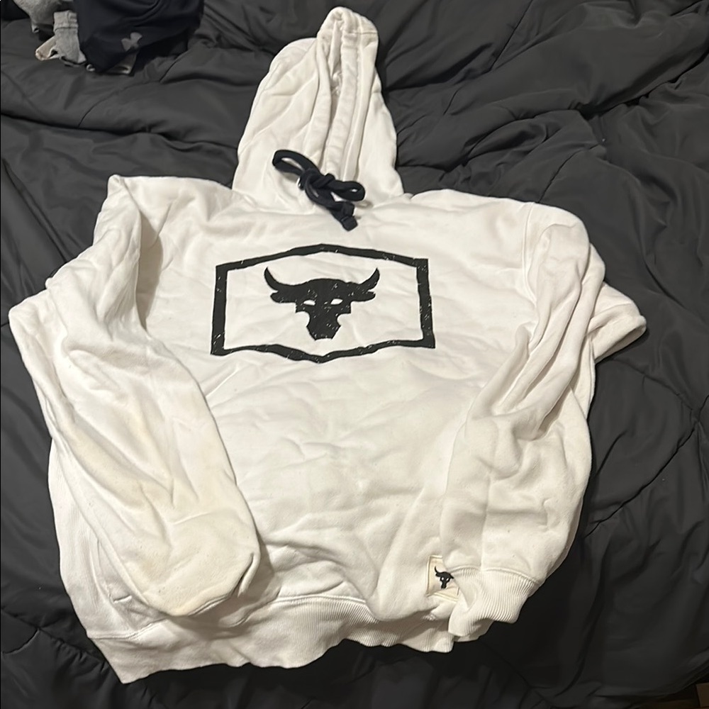 Men’s under armour project rock hoodie white.
